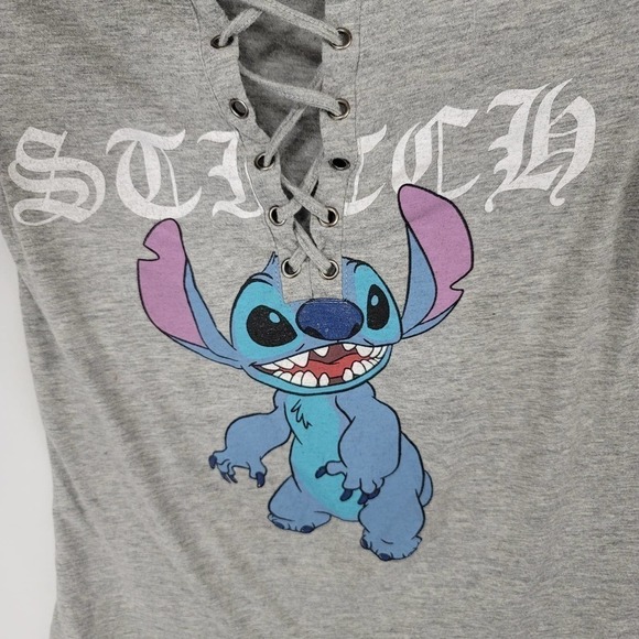 DISNEY Stitch Graphic Tee Lace Up Short Sleeve Size XS - Picture 5 of 5
